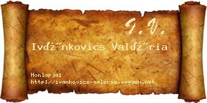 Ivánkovics Valéria névjegykártya